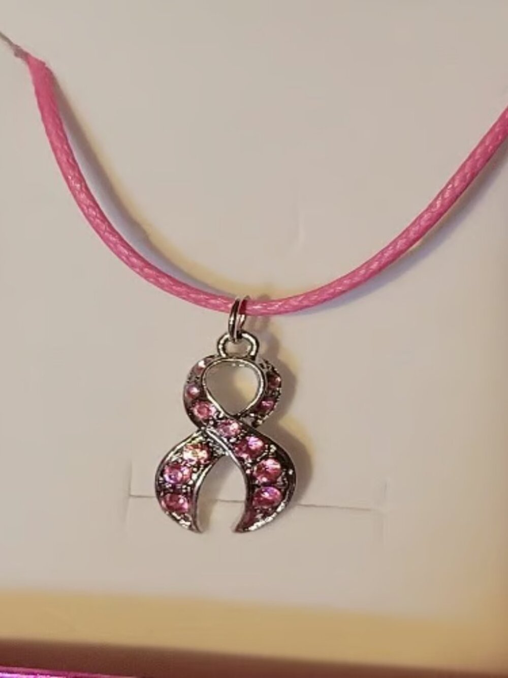 Pink Rhinestone Breast Cancer Necklaces